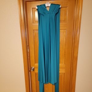 Long teal infinity bridesmaid dress